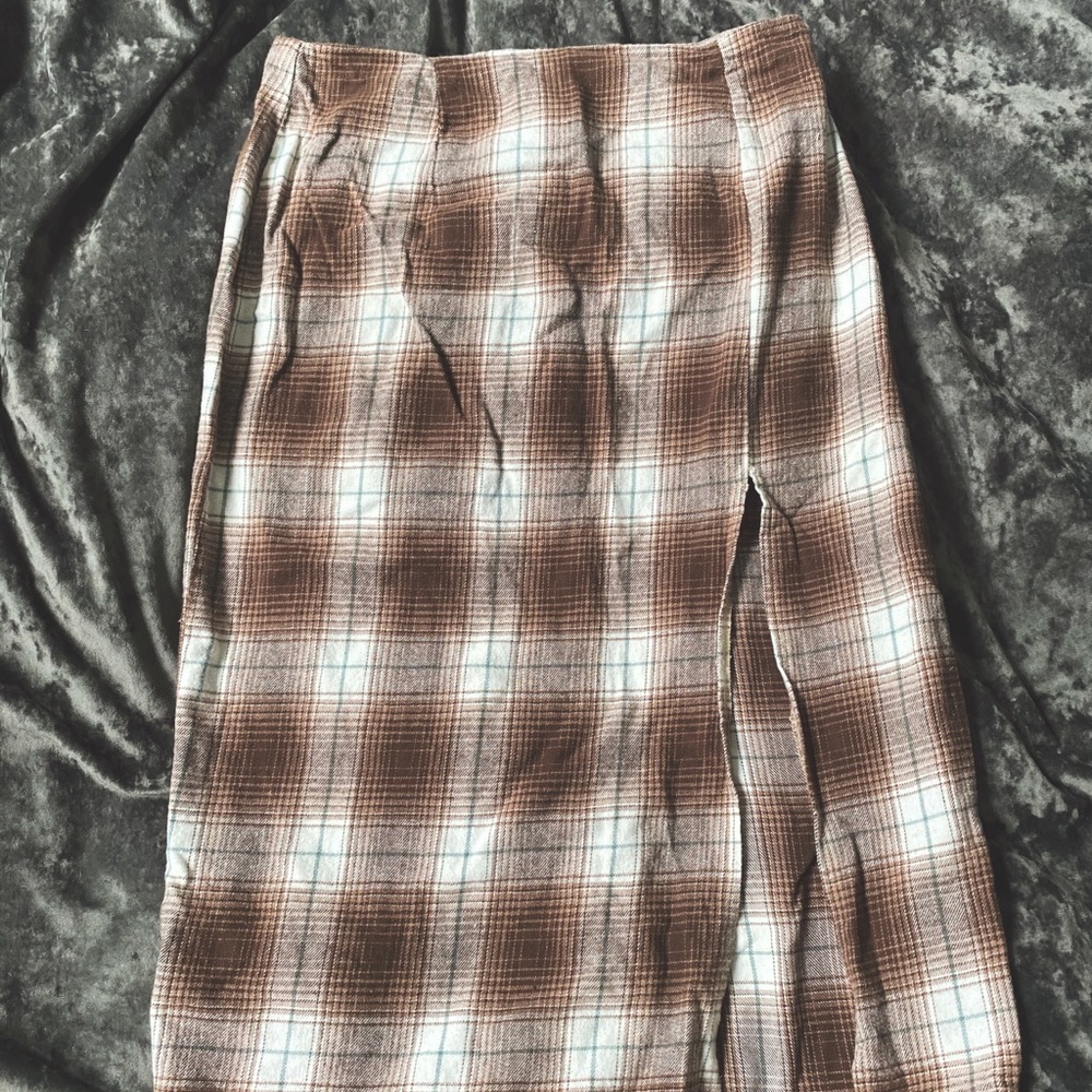 Calf Length, Flannel Slit Pencil Skirt
